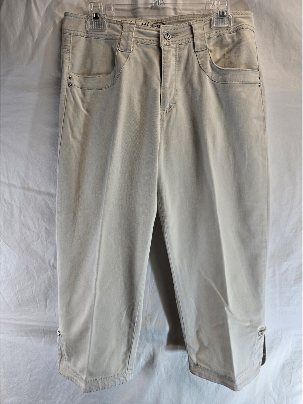 Ethyl Classic Women's Size 8 Cropped Pants Beige Stretch Cotton RN 126383